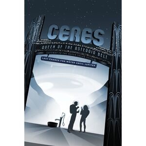 Retro Sci Fi Poster Ceres Queen Asteroid Belt Space Art Print
